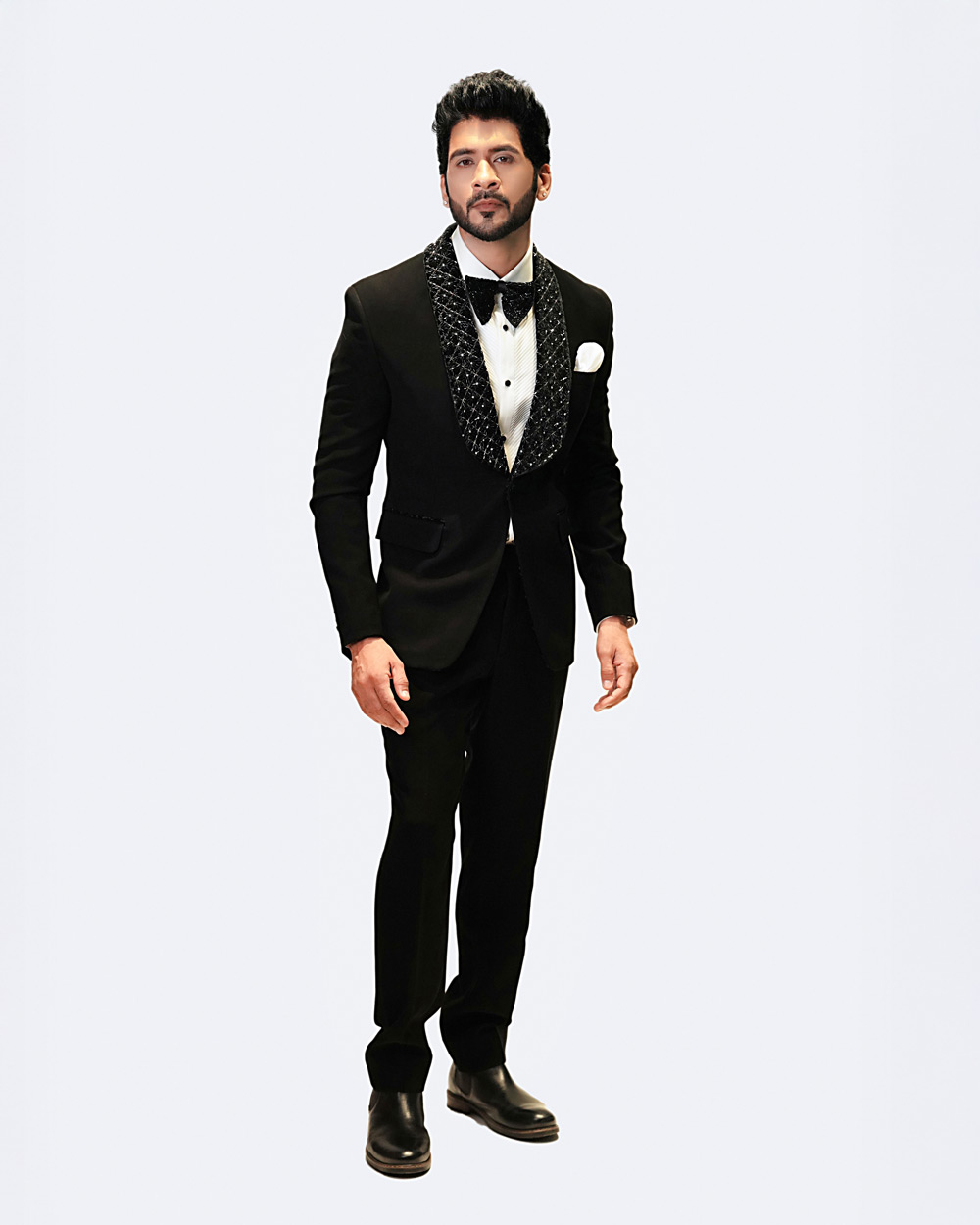 Lapel Embroidered Tuxedo Suit