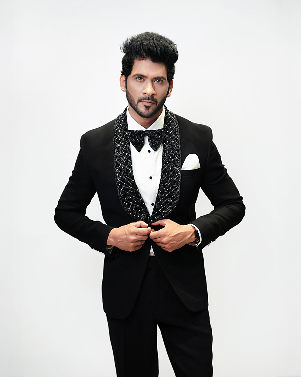 Lapel Embroidered Tuxedo Suit - Image 4